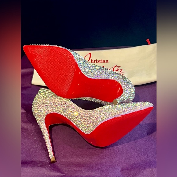 Christian Louboutin Swarovski Crystal Strass Heels Kate Lilac Light Purple 36.5 - Picture 4 of 8